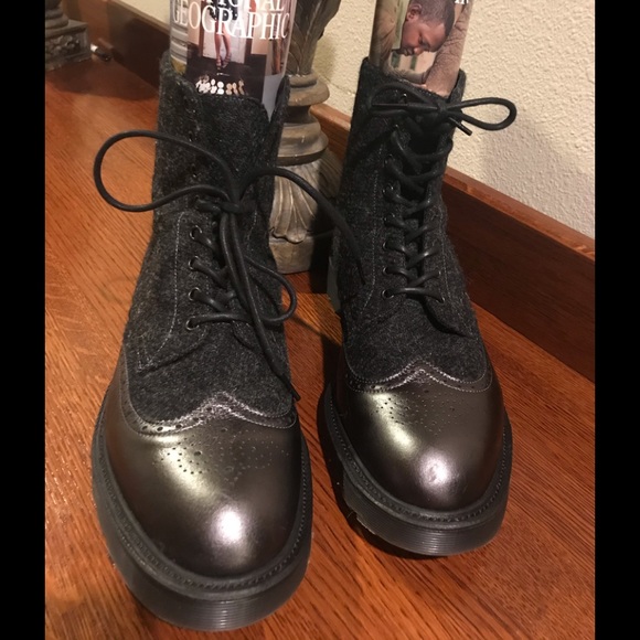 1460 harris tweed leather lace up boots